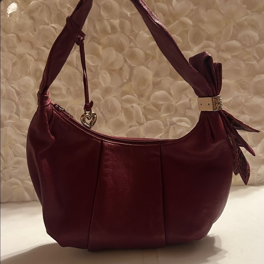 Brighton Deep Red Leather Shoulder Bag - Picture 5 of 8